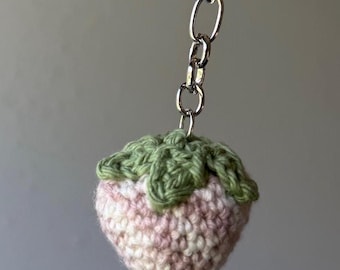 Cottage core strawberry keychain crochet