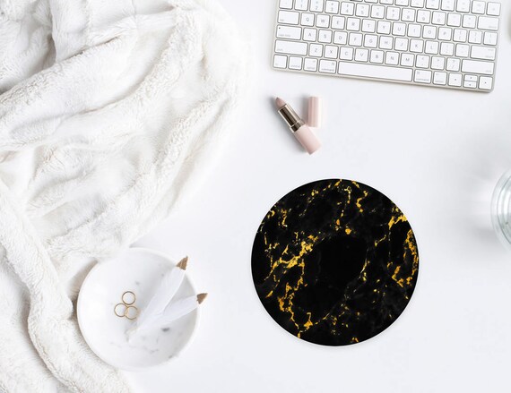 Black Gold Marble Mousepad Chic Desk Marble Office Etsy