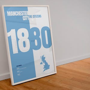 Premier League Team Profile - Manchester City | Digital File Only | Printable Wall Art | Wall Decor