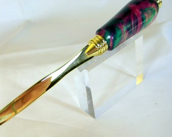 Letter Opener for snail mail Handcrafted Swirl Acrylic Handle Office Desk