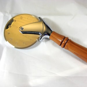 Pizza Cutter Premium 4&quot; Stainless Steel Handcrafted Hardwood Handle