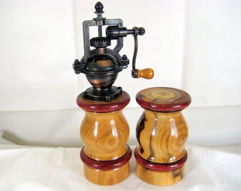 Salt and Pepper Mill Set Antique Style Copper Grinder Mechanism