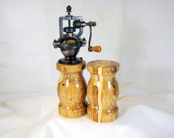 Salt and Pepper Mill Set Antique Style Copper Grinder Mechanism
