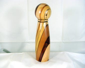 Pepper Mill Grinder Wood handcrafted laminated stripes CrushGrind