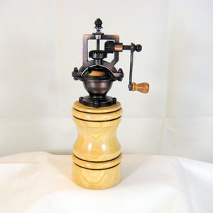 Pepper Mill Grinder Antique Style Ash Wood Handmade Copper Mechanism