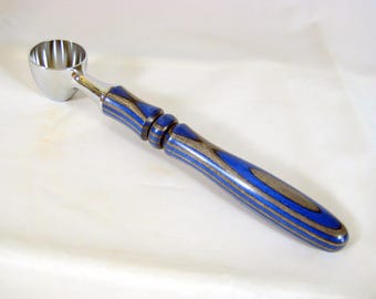 Coffee Scoop One Tablespoon Blue Handcrafted Wood Handle