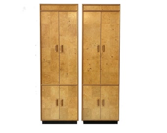 Pair Of Vintage Burl Wood Cabinets by Henredon