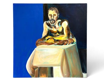 Vintage Figural Painting in Acrylic