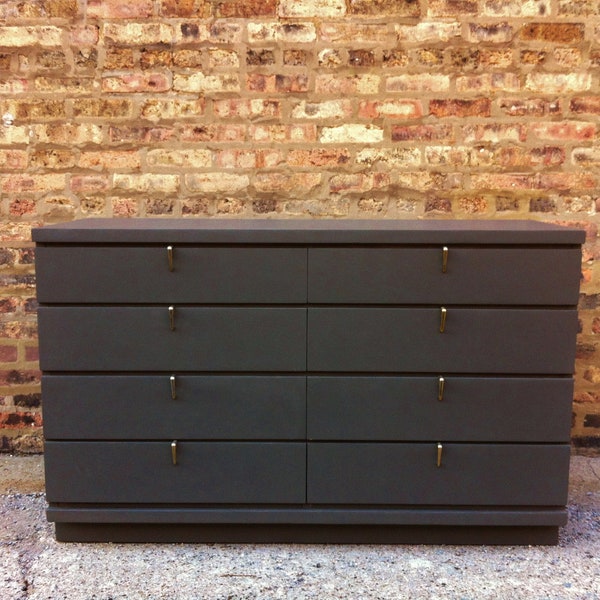 Vintage Mid Century Dresser In Seal Gray