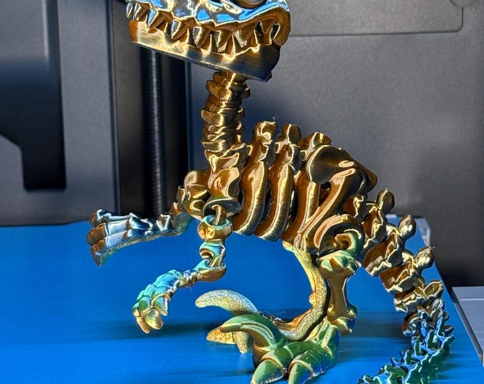 Flexi Skeleton Raptor | 3D Printed Articulating Dinosaur Toy | Dinosaur ...