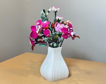 Blumenvase für LEGO Blumen | Handgemachte moderne Vase (17 cm hoch) | Passend für 21 Stiele