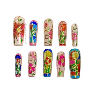 BELLE-Presson nail,square nail,fake nail,pressons,affordable nail,durable press on nail,handpainted presson,luxury pressons,reusable presson