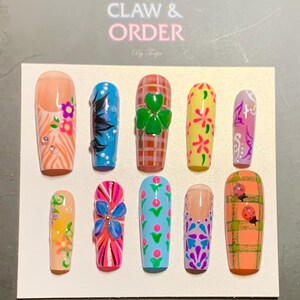 SPRUNG-Spring nail,summer nail,affordable presson nail,fake nail,glue on nail,handpainted presson,square nail,flower nail,press on nail