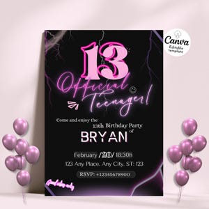 13th Birthday 
13th Birthday Invite
13th Birthday Invitation