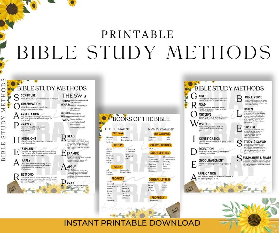 Bible Study Methods Guide Fun Faith Deep Dives Sunflowers Etsy
