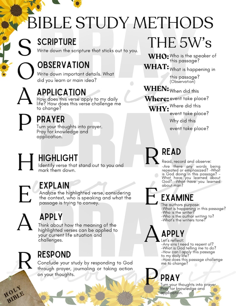 Bible Study Methods Guide Fun Faith Deep Dives Sunflowers Etsy