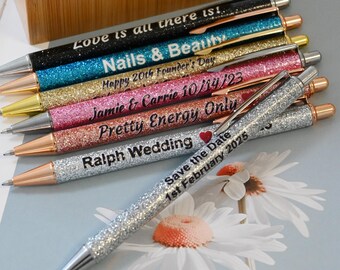 Personalized Glitter Pens, Custom Sparkle Pens, Bridesmaid Gift Fancy Pens, Back to School, Teacher Appreciation Gift, Wedding Gift Pens
