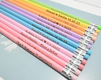 Personalized Pencils, Save The Date Pencil, Custom Engraved Wedding Favors Pencils Colorful Pencils, Kids Pencils, Back to School Gift