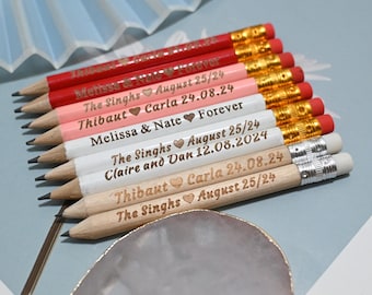 Personalized Pencils, Save The Date Pencil, Custom Wedding Favors Pencils Rustic Wooden Half Pencils, Engraved Mini Pencils Baby Shower Gift