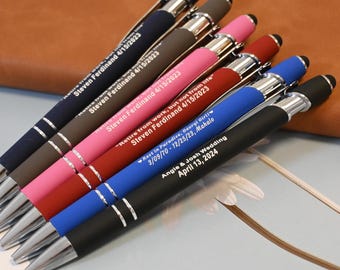 Personalized Stylus Pens Bulk – Custom Engraved Ballpoint Pen with Name or Logo, Wedding Favor, Bridesmaid Gift, Office & Graduation Gift
