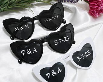 Personalized Heart Shaped Sunglasses, Custom Bridal Party Sunglasses, Bachelorette Party Favors, Bridesmaid Proposal Gift, Wedding Souvenirs