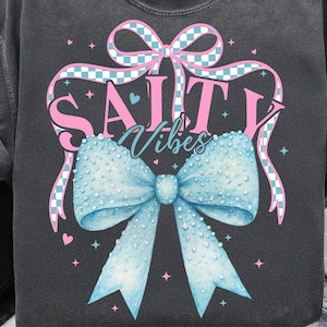 Checkerboard Salty Summer Png, Salty Coquette Summer Bow Shirt, Summer Beach Vibes Png Shirt, Coquette Summer Design, Summer Shirt Design