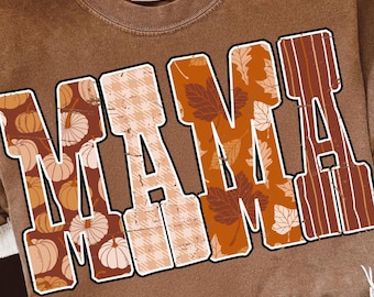 Fall Mama Shirt PNG, Pumpkin Patch Mama png, Autumn Mama Sublimation, Thanksgiving Fall Mama PNG, Brown Plaid Mama Shirt, Cozy Fall PNG