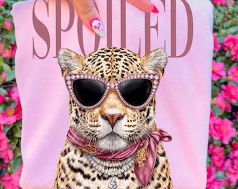 Spoiled Leopard PNG, Glam Cheetah Sunglasses Sublimation Design, Trendy Fashion Animal Shirt Download