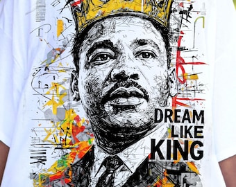 Drömmen PNG, inspirerande citat om MLK-dagen png, design för medborgerliga rättigheter och jämlikhet, färgglad porträttsublimering PNG