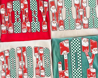 Christmas PNG Bundle, Merry Mama Joy Ho Ho Ho Sublimation, Santa Checker Pattern PNG, Holiday Shirt Design Bundle