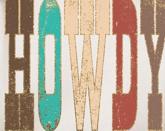 Howdy PNG, Western Retro PNG, Distressed Vintage Cowboy Sublimationsdesign