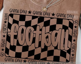 Retro Football Checkered PNG, Football Mama Sublimation, Coquette Bow Football PNG, Game Day Shirt Design, Digital Download, Game Day