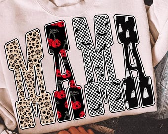 Halloween Mama png, Spooky Letters Png, Leopard Checker Cherry Print, Red Black Halloween Sublimation, Cute Spooky Fall Shirt Design