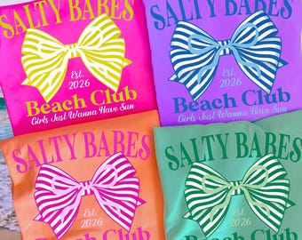 Salty Babes PNG, Coquette Bow Png, Neon Summer Png Shirt Designs, Trendy Summer Beach Png Coquette png Beach Aesthetic png, preppy beach png