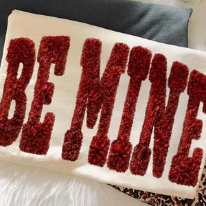 Red Chenille Be Mine PNG, Faux Embroidery Valentine, Shaggy Letter Patch, Faux Yarn Sublimation, Cute Love Shirt Design DTG