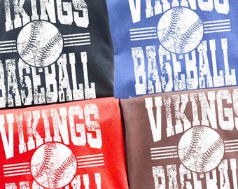 Vikings Baseball PNG SVG, Vintage Baseball Shirt Design, Team Baseball Sublimation, Distressed Sports Graphic PNG