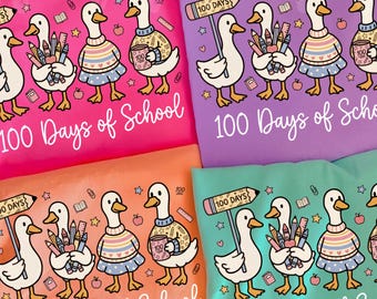 Anatre dei 100 giorni di scuola PNG, Insegnante di oca carina PNG, Tema scolastico in classe PNG, Insegnante divertente PNG, Celebrazione del 100° giorno PNG