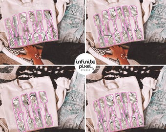 Mama Mini Nana Gigi PNG Bundle, Camo Letter Family Sublimation Design, Matching Mom Grandma Kids Shirt Graphic PNG