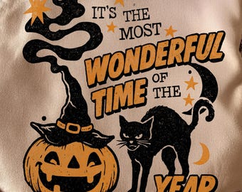 Wonderful Halloween PNG, 2025 Black Cat Pumpkin Sublimation, Spooky Season Shirt Design, Fall Halloween Art