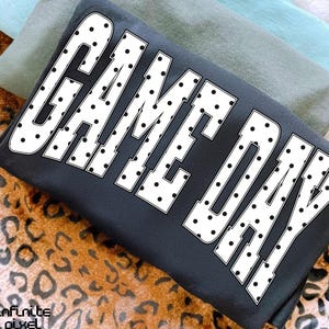Game Day Polka Dot Text PNG, Baseball Game Day Lettering, Sports Block Typography Sublimation, Cute Team Spirit Shirt Design