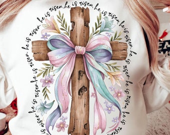 Easter Coquette Bow Png, He Is Risen Png, Retro Easter Png, Easter Bunny Png, Easter Coquette Png, Floral Spring Png, Pink Easter Png