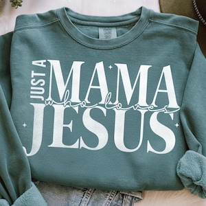 Christian PNG, Christian SVG, Retro Sublimation Design Download, Trendy Shirt Design, Just A Mama Who Loves Jesus svg png, Christian Mom png