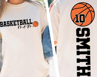 Custom Basketball Mom PNG, Personalized Basketball Shirt Png, Sports Mom Sublimation Design, Name and Number Editable PNG