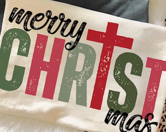 Merry Christmas Cross PNG, Religious Holiday Sublimation, Christian Faith Shirt Design, Festive Christmas SVG, Holiday Jesus PNG