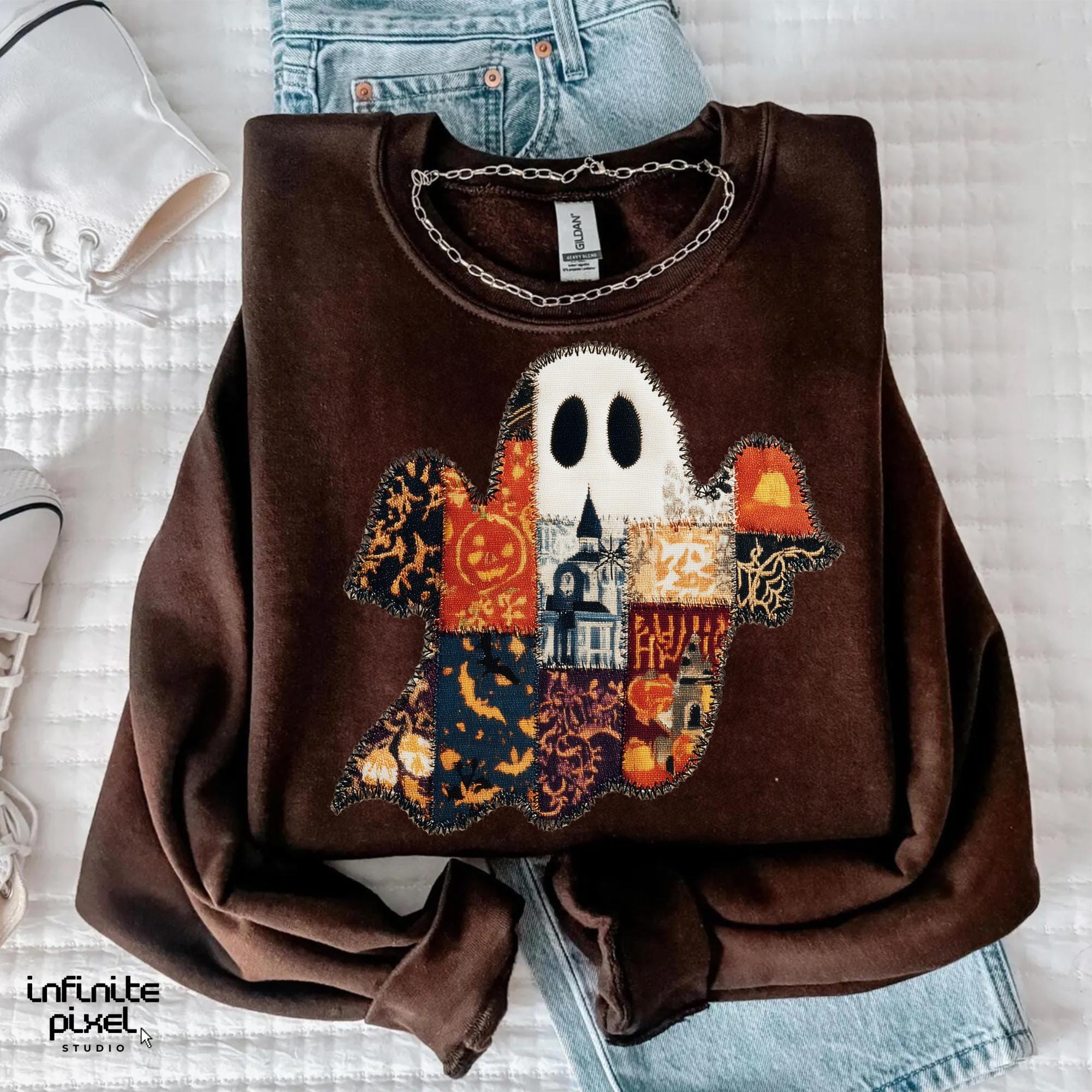 Patchwork Ghost PNG, Halloween Vintage Quilt Ghost