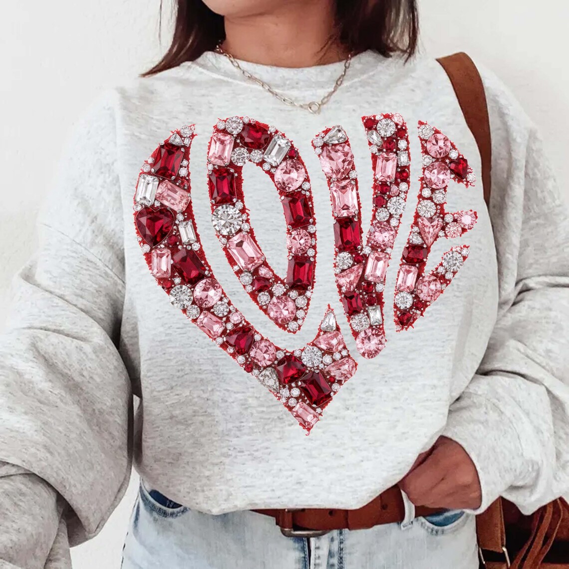 Love Rhinestone Heart PNG, Gemstone Valentine PNG, Pink Red Crystal ...