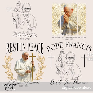 Pacote RIP Papa Francisco PNG - 1936-2025 - Camiseta Deus abençoe o Papa Francisco