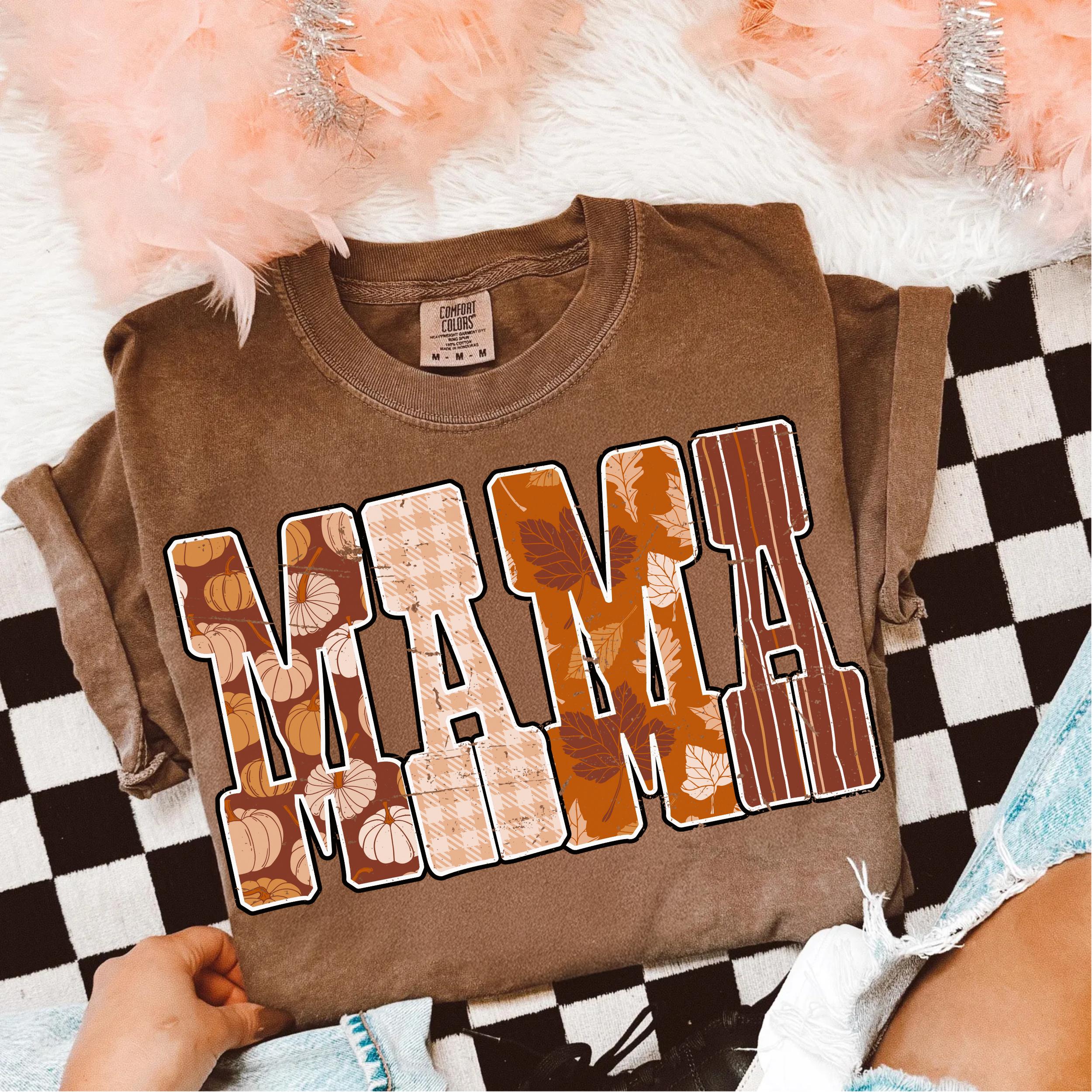 Fall Mama-shirt png, Pumpkin Patch Mama png, Autumn Mama-sublimatie, Thanksgiving Fall Mama png, bruin geruit Mama-shirt, Cosy Fall png