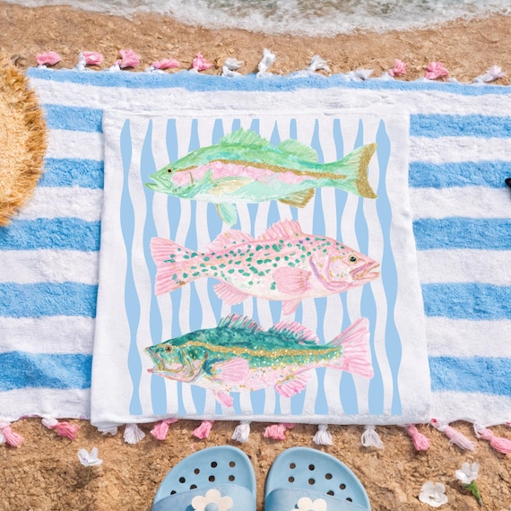 Pastel Glitter Fish PNG, Coastal Preppy Lake Life Sublimation Design (Digital Download)