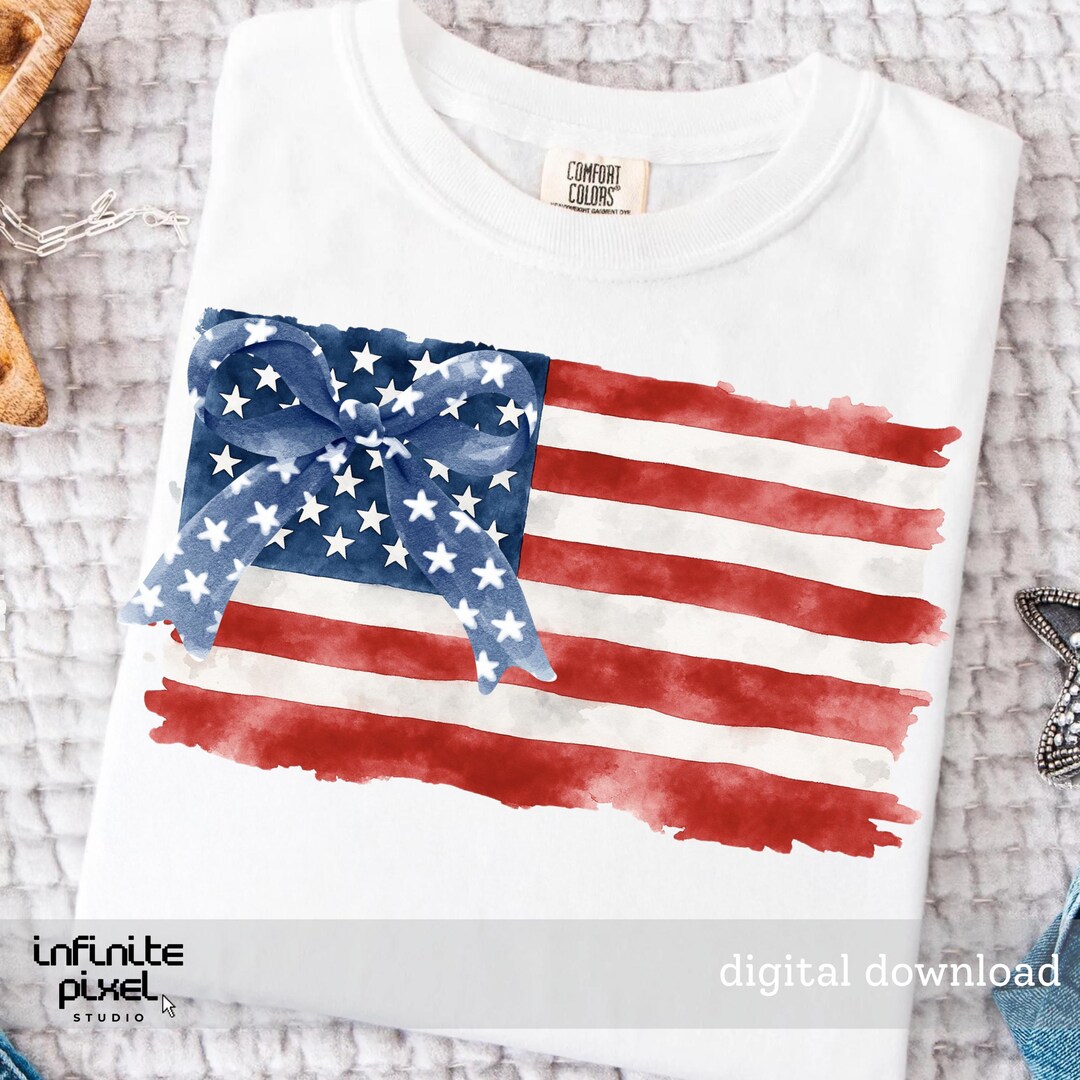 Coquette American Flag Png, Coquette Bow Png, 4th of July Sublimation ...